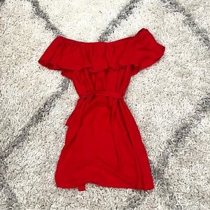 Red Ruffle Off-the-Shoulder Mini Dress